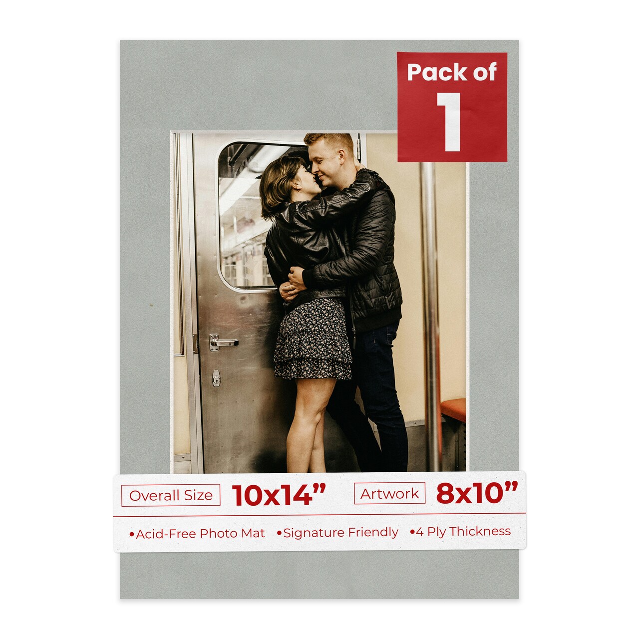 Light Grey Suede Mat Board for 10x14 Frames - Fits 8x10 Photos